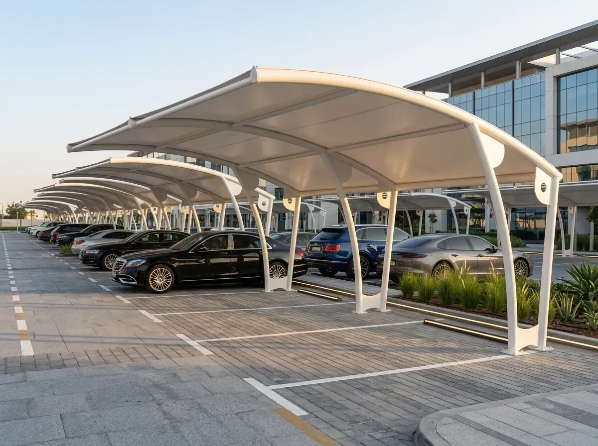 Cantilever parking shed render