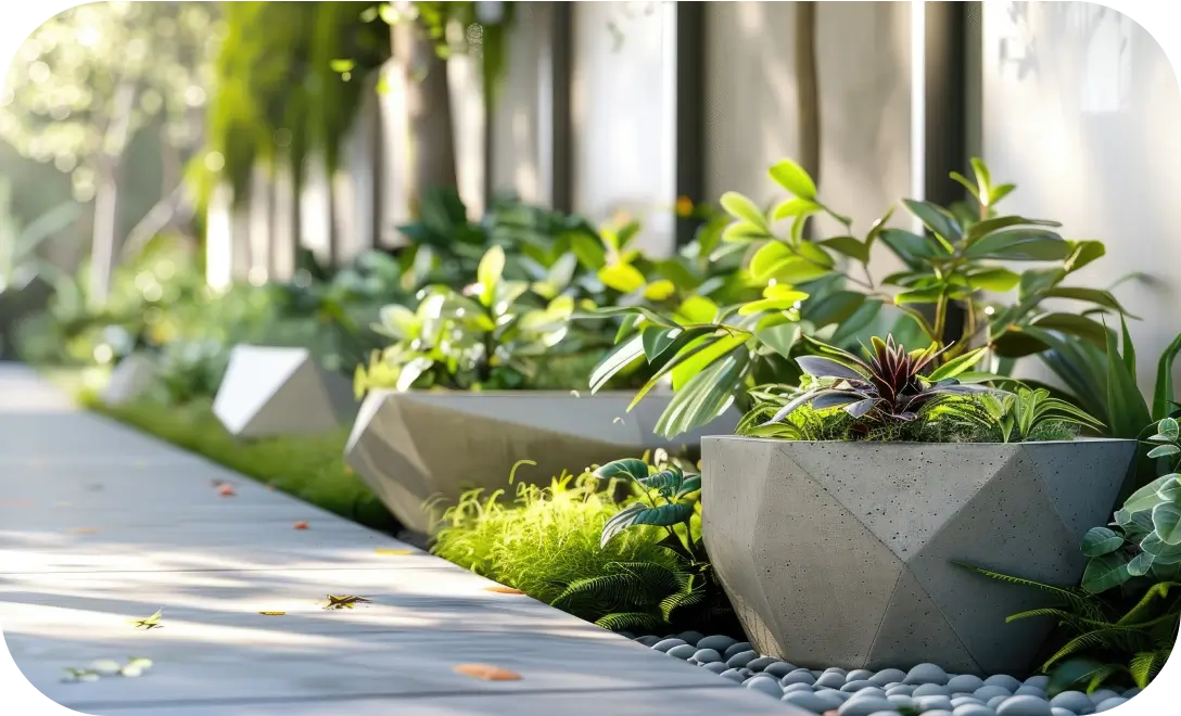 Durable street planters from Urbanland Products adding greenery to city spaces