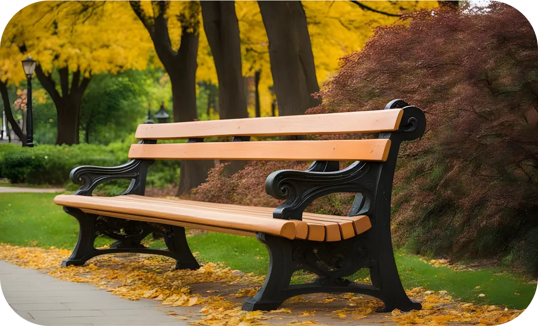 Close-up view of a high-quality bench detailing, showcasing its durable materials and thoughtful design.