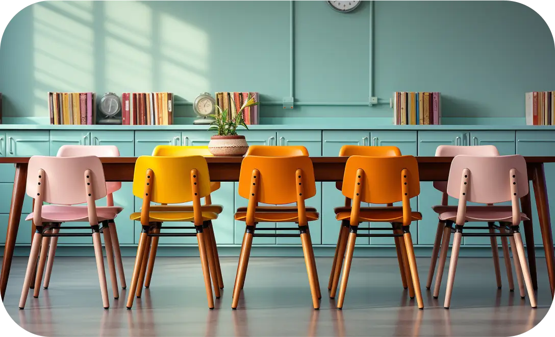 Wooden square table with four matching chairs, ideal for a cozy kitchen dining area.