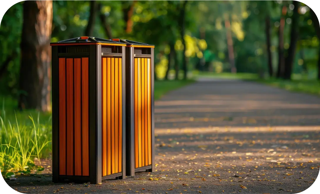 Elegant outdoor dustbin for urban environments, combining functionality and design