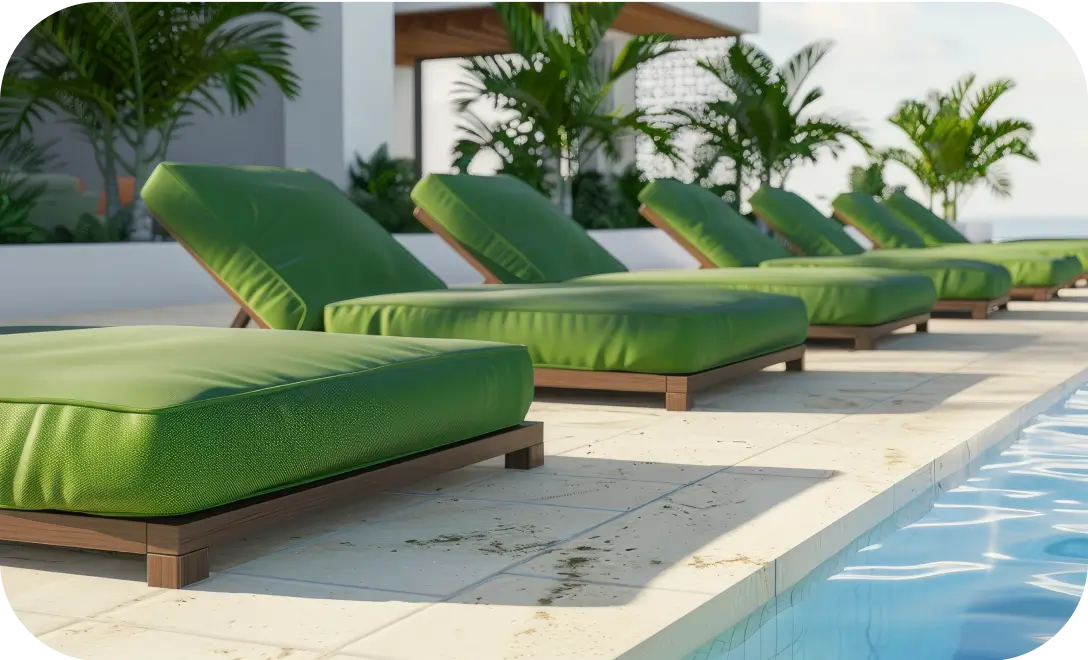 High-quality loungers enhancing your poolside experience.