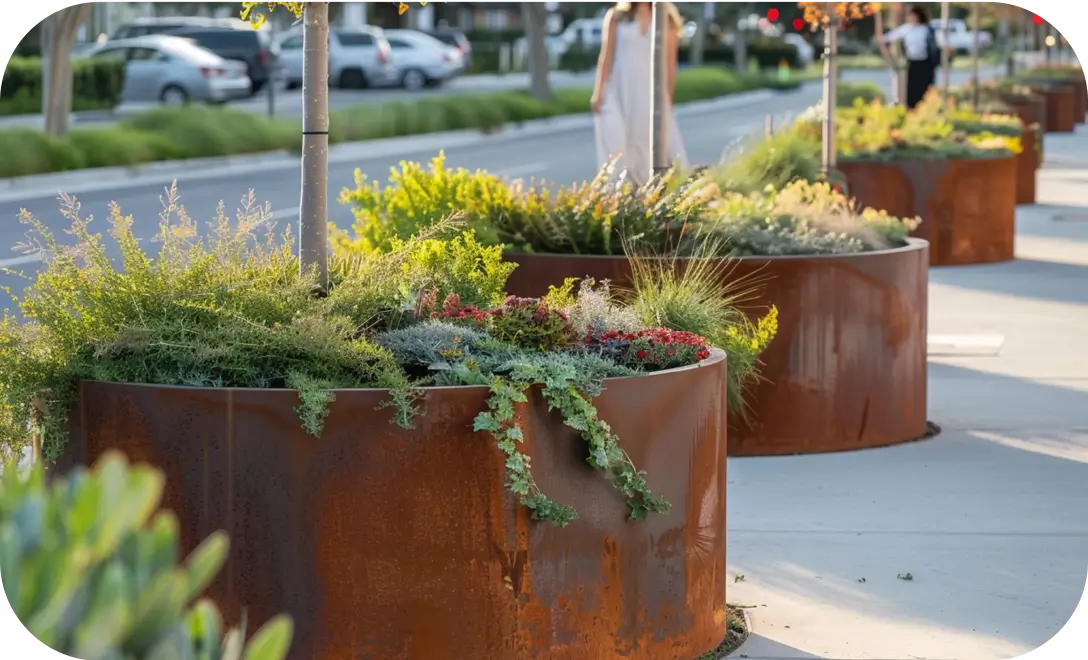 Urbanland Products’ premium street planters designed for city aesthetics.