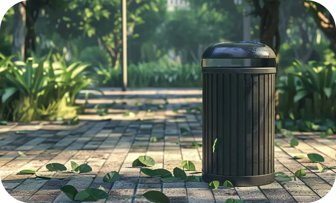 Stylish outdoor dustbin designed for urban cleanliness and landscape integration