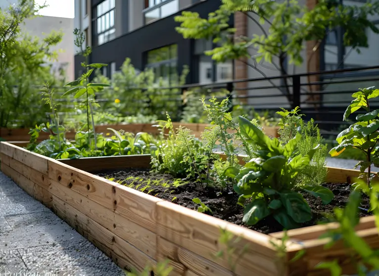 Urbanland planter box in a garden setting, designed to enhance outdoor spaces with stylish and durable plant storage.