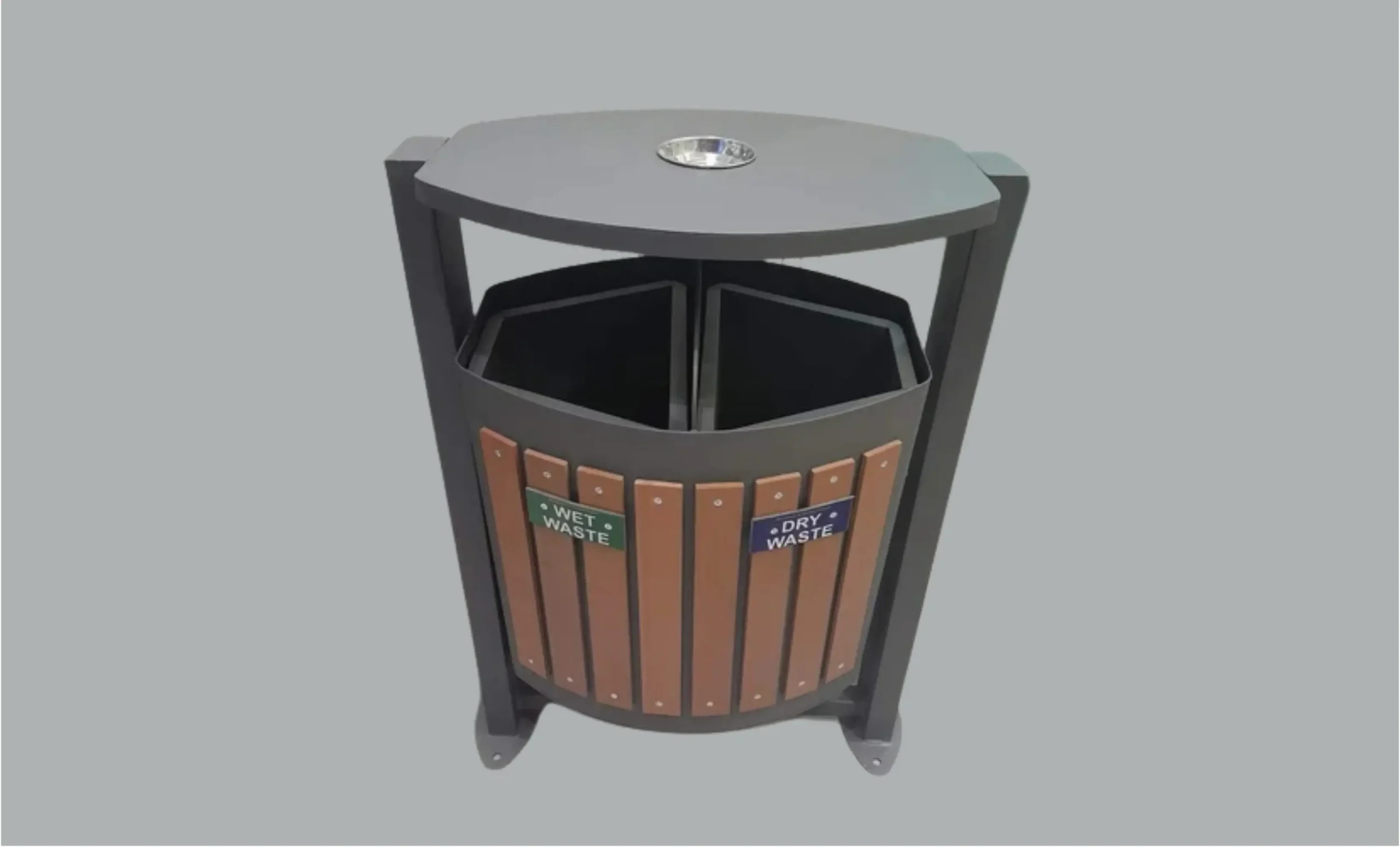 wooden trash dustbin