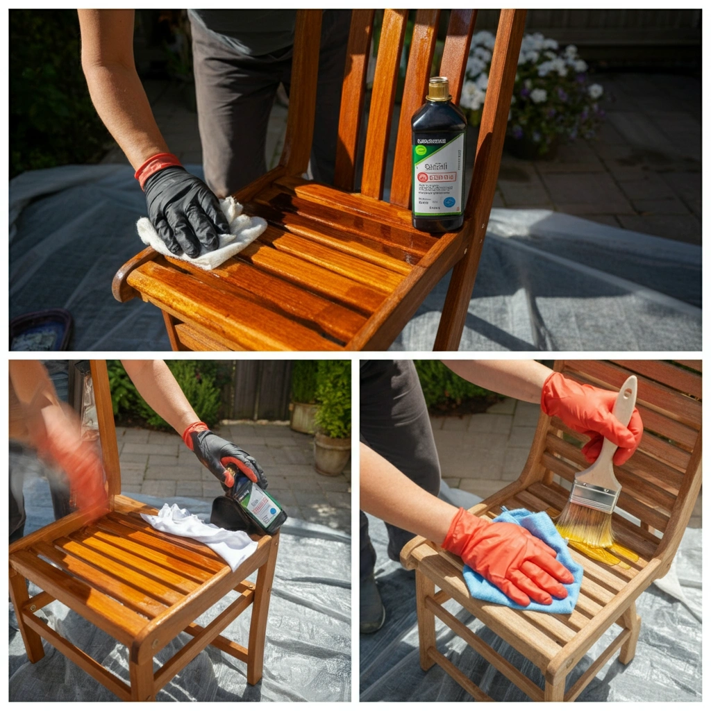 Applying oil on outdoor furniture