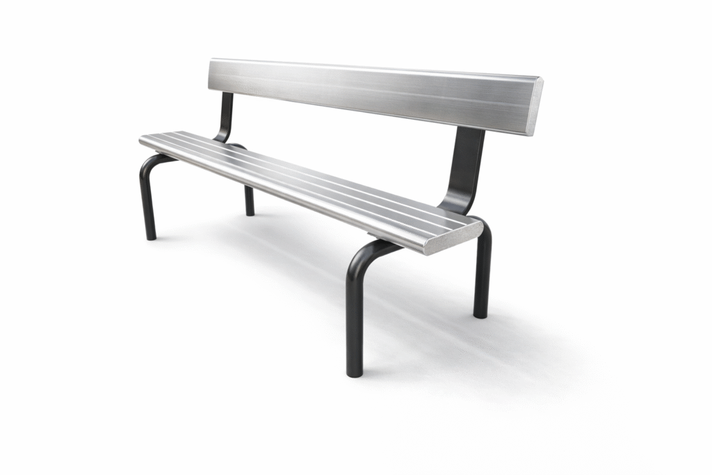 Sleek Contemporary Aluminium Bench Side View UrbanLand Products